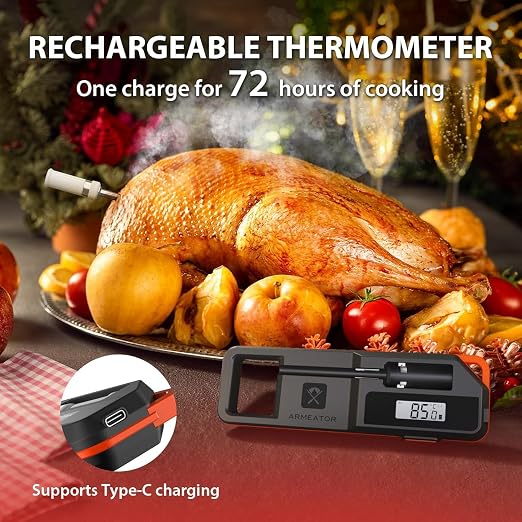 Smart Meat Thermometer Digital Instant Read Wireless Cooking Thermometer for BBQ Grill Air Fryer, Gifts for Men, Kitchen Essentials Gadgets Grilling Accessories, Stocking Stuffers Food Thermometers