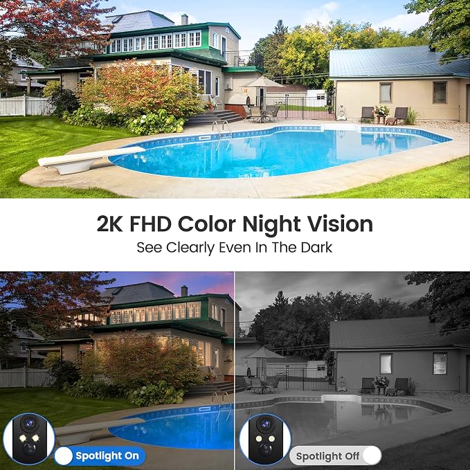 4G LTE Cellular Security Camera Wireless Outdoor, Magnetic, No WiFi Needed, 300° Pan, Solar Powered, Magnetic Mount 1-Min Install, SIM Included, PIR Motion & AI, 2K Night Vision, Lifetime 7-Day Cloud