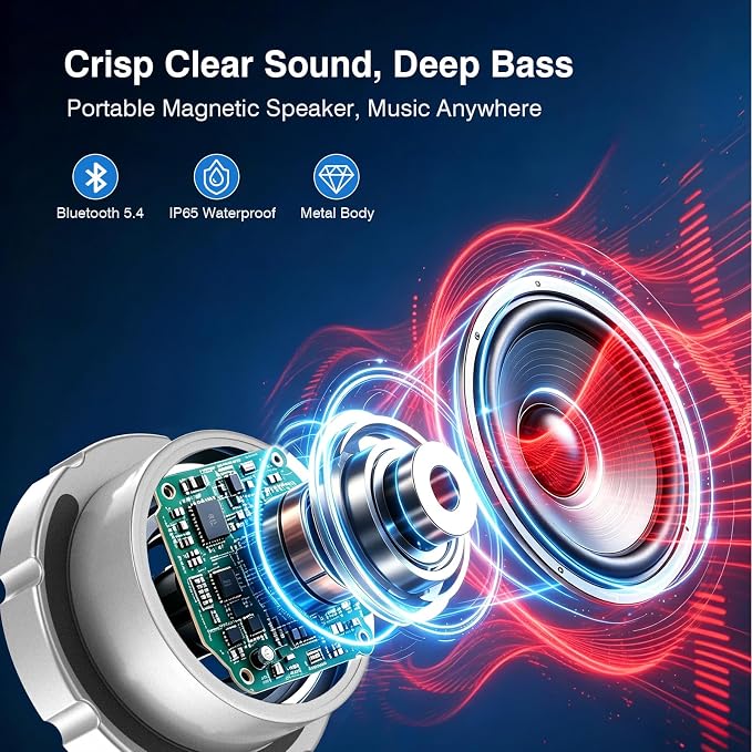 EWA Shower Speaker ,Magnetic Volume Knob Bluetooth Speaker with Phone Stand,Metal Portable Wireless Mini Speakers Waterproof ,for Bathroom Gym Home Kitchen,Birthday Gifts for Adults Teens