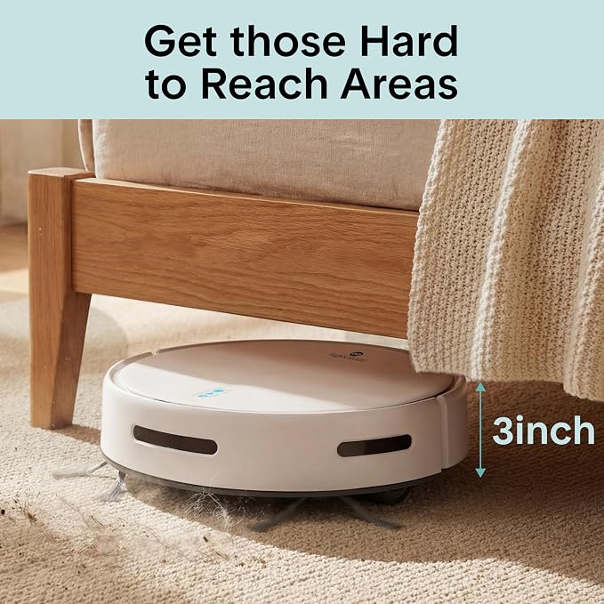 SereneLife Robot Vacuum Cleaner, Automatic Vacuum Robot with App Control, 700Pa Suction, 3 Cleaning Modes, Auto Recharge, Dual Side Brushes, Works on Hard Floors, Low-Pile Carpets, Pet Hair, 11.4"x3"