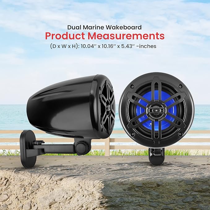 Pyle 4" Waterproof Off-Road Speakers – 2-Way Marine Grade Box Speaker System with Rotatable Bracket, Full Range Stereo Sound, Rugged Housing for ATV, UTV, Jeep, 4x4 & Boats (Black)