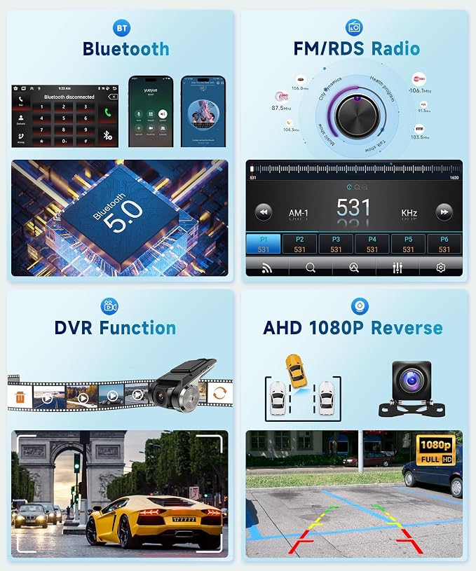 8 CORE 4G+64G Car Radio for Toyota Tacoma 2005-2013 with Wireless CarPlay/Android Auto, Podofo 9 Inch 1280 * 720P IPS Touch Screen Stereo Android 13 GPS WiFi Bluetooth DSP SWC + HD Backup Camera
