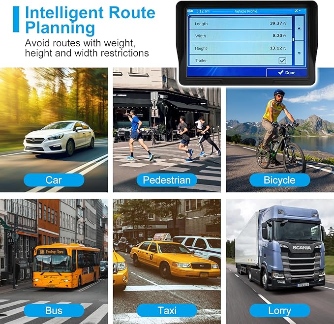 9" GPS Navigator for Car Truck RV, GPS Navigation System with 2026 Maps Free Lifetime Updates, Custom Truck Routing, Speed Camera Alerts, Day/Night Mode (Blue)