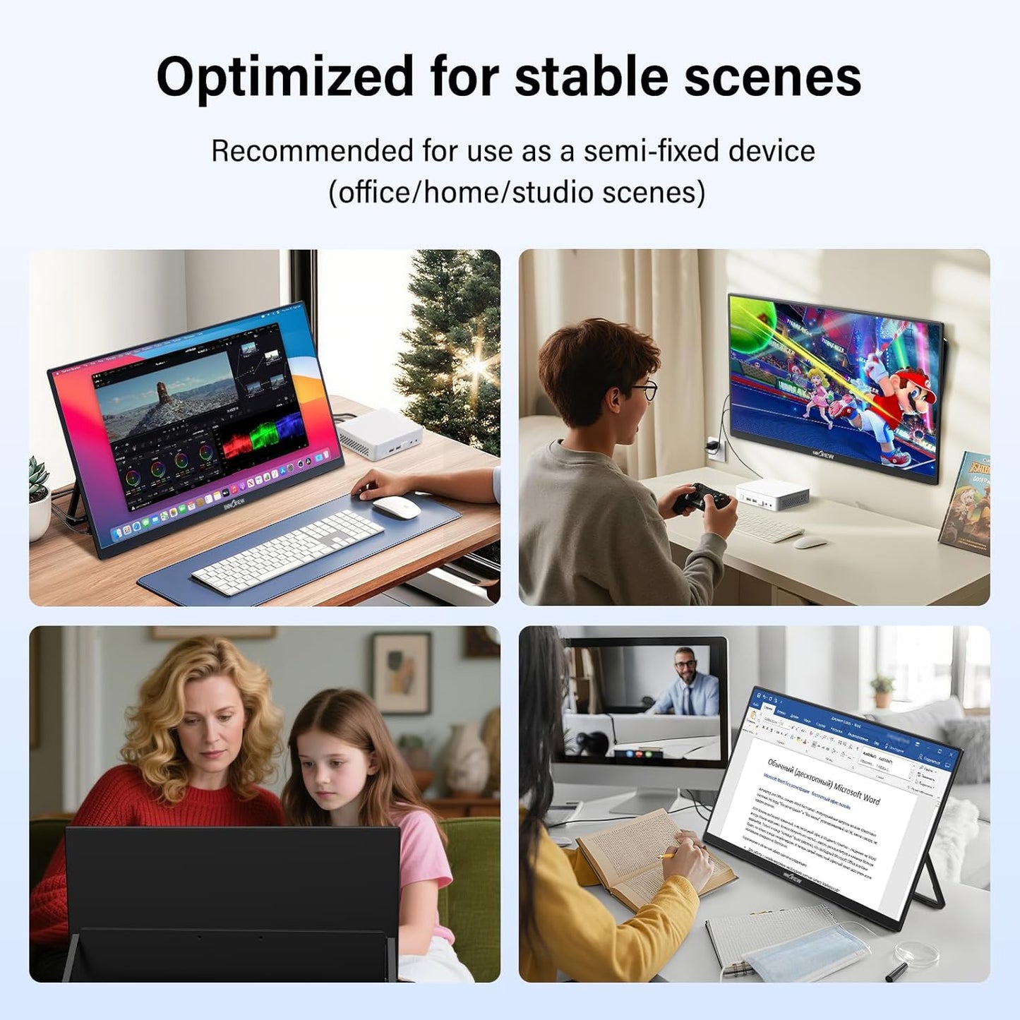 Innoview 23.8” 4K Large Portable Monitor, UHD (3840*2160) 100%sRGB IPS Speakers USB-C HDMI Work Home Second Monitor W/180°Adjustable Stand for Laptop, Desktop, Macbook, Phones, Tablet, PS5/4, Switch
