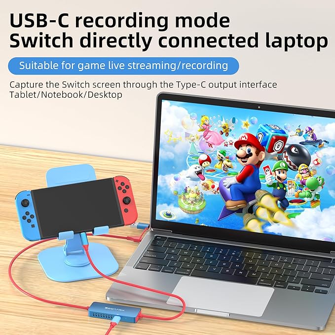 HDMI Video Capture Card Compatible with Nintendo Switch 2, Mobile Phones, and PC Devices Features a PD 100W Charging Port Supports 4K60Hz Video Capture for Gaming livestreaming and Recording