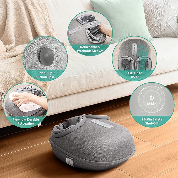 Medcursor Foot Massager with Heat - Shiatsu Deep Kneading, Delivers Relief for Tired Muscles and Plantar, Multi-Level Settings & Adjustable Intensity for Home, Gifts for Women Mom