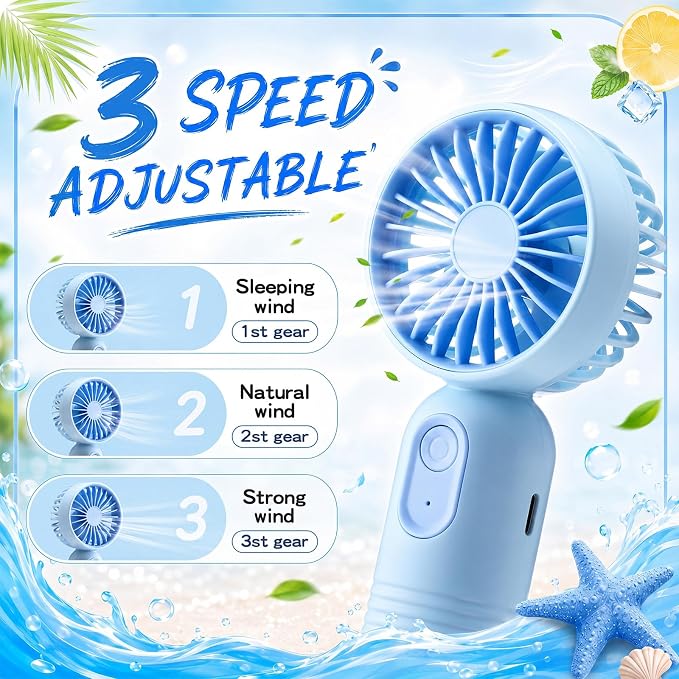 Rossesay 6 Pcs Mini Portable Fan Bulk Cute Handheld Lightweight Small Little Personal Hand Eyelash Fan 3 Speeds USB Rechargeable for Women Men Indoor Outdoor Makeup Travel (Pastel)