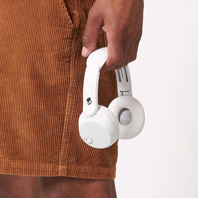 Skullcandy Icon 180 Wireless On-Ear Bluetooth Headphones, Up to 50 Hours Battery, Lightweight and Travel Ready, Secure Fit, Sweat and Water Resistant, Microphone iPhone Android - Bone