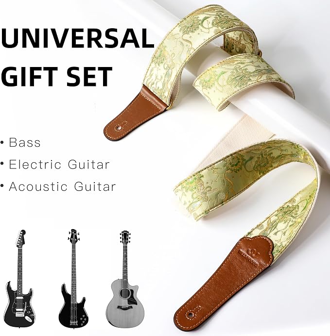 Guitar Strap, embroidery Jacquard Adjustable Guitar Straps for Acoustic/Bass/Electric Guitar, Includes Guitar Pick, Strap Button and Strap Lock, Constellation Gift (Virgo)
