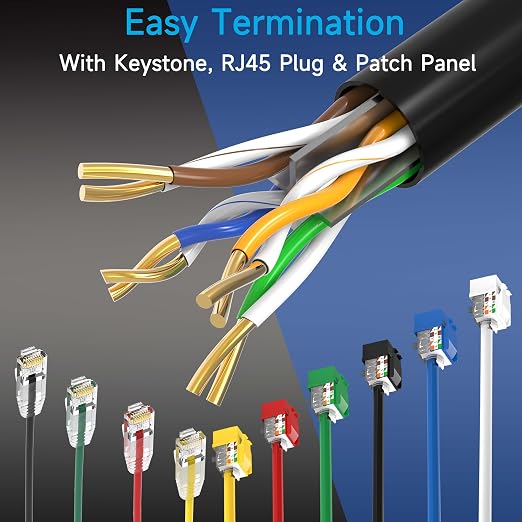 Cat6 Ethernet Cable 1000FT Channel Test Pass, Cat6 1000ft Ethernet Cable 23AWG Solid CCA, Cat6 Cable 550MHZ 10G with Easy Pull Box Black