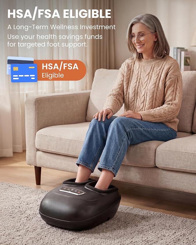 CILI 4-in-1 Foot Massager with Heat,Vibraion,Deep 3D Shiatsu,Compression,Rolling Feet Massager FSA Eligible HSA,Big Size 13" for Men Women Home Office Foot Pain Relief (Toe-Touch Control) Gifts Mom