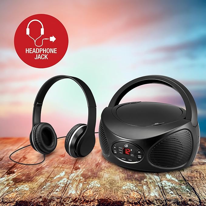 GPX Portable Bluetooth FM Radio Boombox and CD Player, Black (BCB119B)