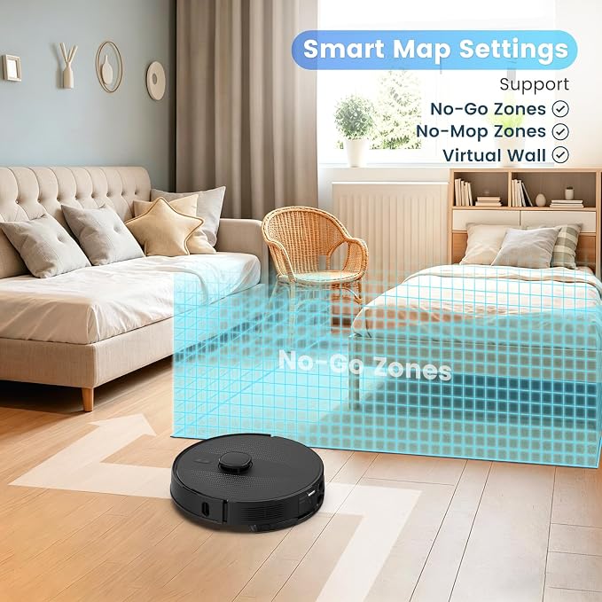 T20+ Robot Vacuum and Mop Combo Self‑Emptying with 6000Pa Suction, LiDAR Navigation, Home Mapping, 75‑Day Capacity, 180 Mins Runtime, APP&Voice&Remote, Robot Vacuum Cleaner for Hair, Floors, Carpets