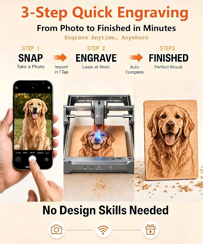 K15 Pro Laser Engraver 10W-Laser Engraving Machine for Coated Metal Wood Acrylic Glass Stone, 7.9"x11.8" (Near A4) Work Area Offline Engraving CNC DIY Lazer Cutter for Home & Crafting