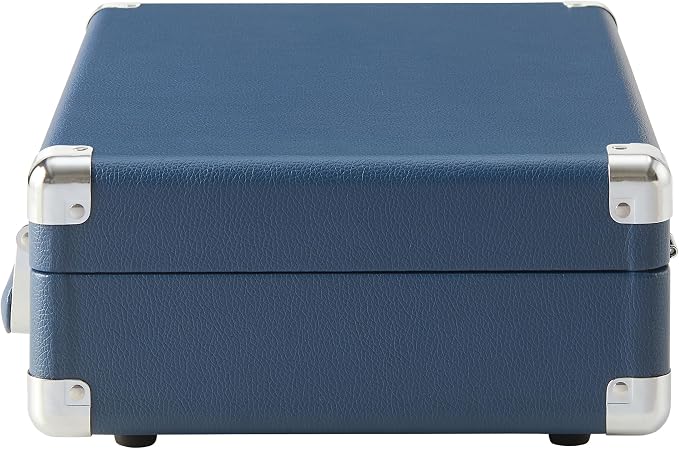 Crosley CR8005F-IB Cruiser Plus Vintage 3-Speed Bluetooth in/Out Suitcase Vinyl Record Player Turntable with Built-in Speakers, Ink Blue