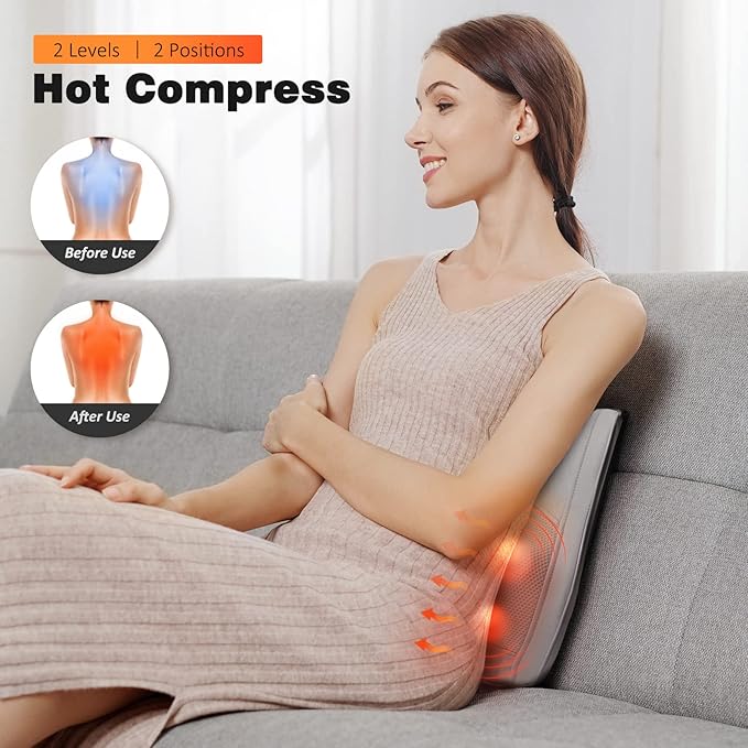Boriwat Neck and Shoulder Massager with Heat, Shiatsu Massage Pillow with 3D Deep Tissue Kneading for Back Legs Foot Body Pain Relief,at Home Office Car, for Mom & Dad