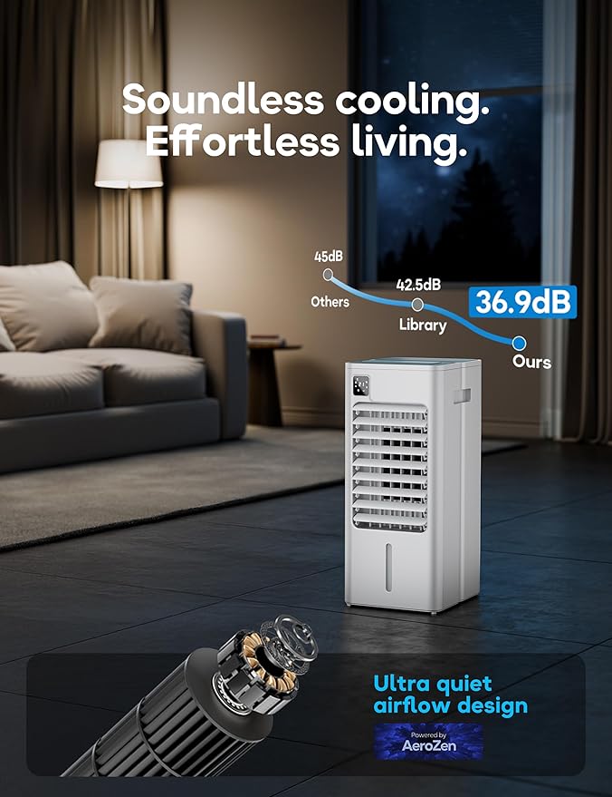 Portable Air Conditioner Windowless, Evaporative Cooler with Screen, Remote, 3 Speeds, 12H Timer-05