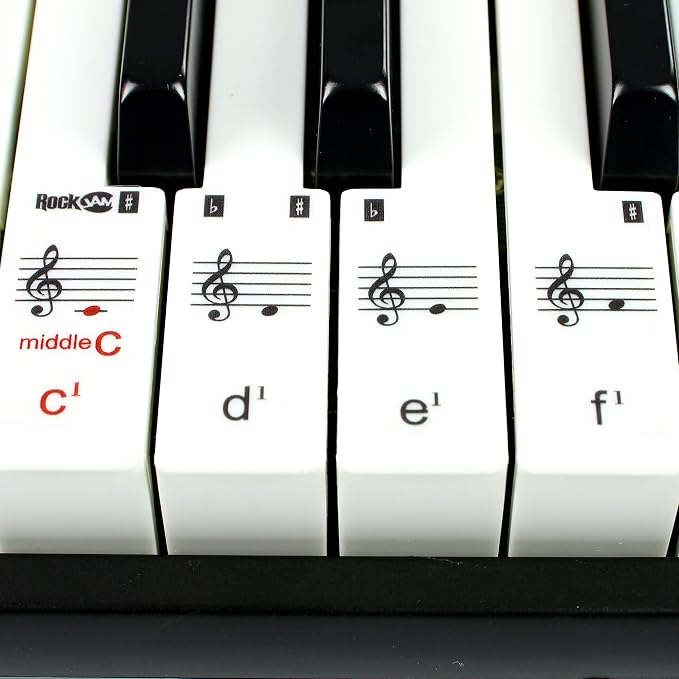 RockJam 61 Key Keyboard Piano with Pitch Bend, Power Supply, Sheet Music Stand, Piano Note Stickers & Simply Piano Lessons