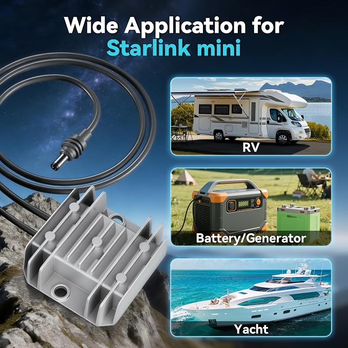 Starlink Mini 12V Adapter, Carsupro Starlink Mini 12V/24V to 30V 3.5A DC Step Up Converter Power Supply Boost Power Cord for Truck RV Marine No Voltage Drop