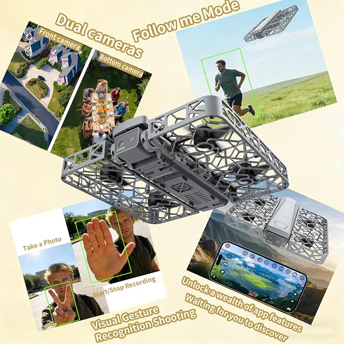 Foldable Mini Drone with 2K Camera and 4.5 Inch Screen, Portable Pocket Quadcopter for Adults and Kids, Follow Me Mode, One-Key Takeoff, Propeller Guards