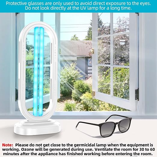 Feefir UV Light Sanitizer,4-Speed Timing and Remote Control | UVC Home Disinfection Device,Ultraviolet Light Sanitizer for Dust Mites,UV Lamp for Whole Room,White