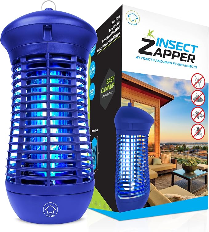 Livin’ Well Blue Bug Zapper Indoor Outdoor - 4000V High Powered Electric Mosquito Zapper Home Patio, 1,500 Sq Ft Range Fly Trap,18W UVA Bulb Mosquito Killer Lamp Insect Bug Light