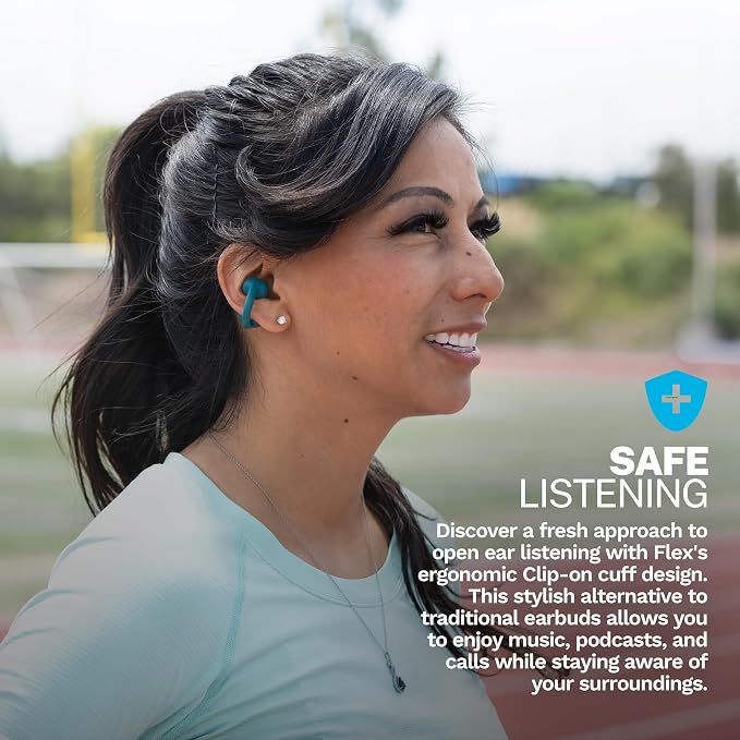JLab, Flex, Open Ear Earbuds, Clip On Wireless Bluetooth Earbuds, Open Ear Headphones, Teal