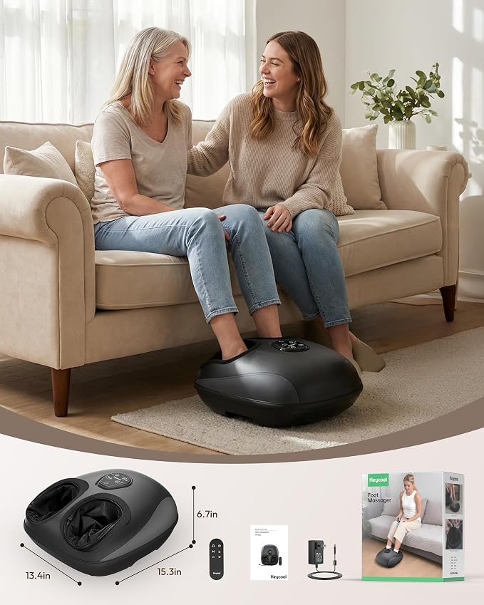 Shiatsu Foot Massager with Heat FSA Eligible HSA, Gift for Men Women | [2026 Upgraded] Compression, Vibration, Deep Kneading Massager for Plantar Fasciitis, Neuropathy, Remote Control
