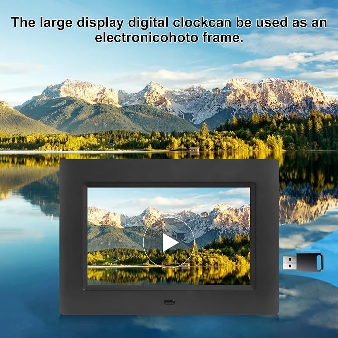 Johnziny 7 Inch Digital Clock with Day and Date for Elderly Large Display Digital for Elderly Dementia Clock Alarms, 12 Alarms and 8 Tags,4 Colors Display Calendar Alarm Clock(Black)