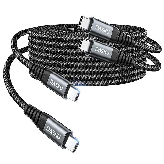 USB C to C Cable 10FT, 2 Pack USB C Cable Fast Charging 60W, USBC to USBC Cable Upgraded Extra Durable Braided USB C Cord Compatible with iPhone 17 16 15 Pro Max,Samsung Galaxy S10, LG and More-Black