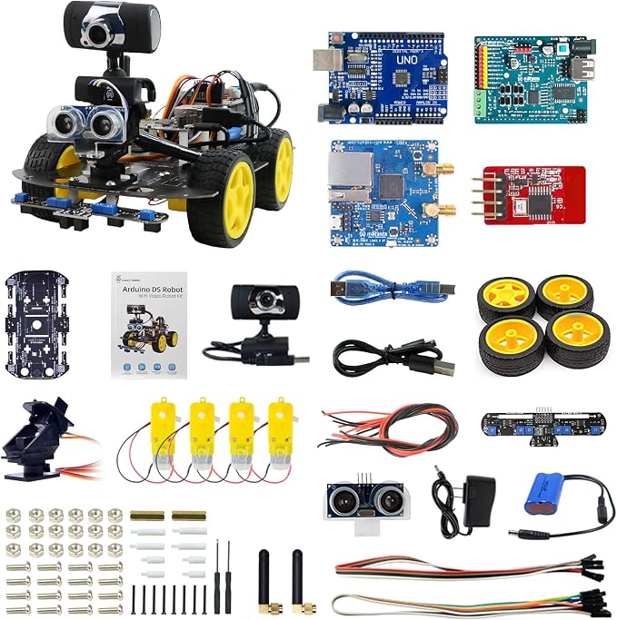 Smart Video Car Robot for Arduino, WiFi & Bluetooth RC Car with Camera, 6-Way IR & Ultrasonic Sensors, Programmable Arduino Robotics Kit for Adults STEM Education & AI Learning (UNO-6 Way IR Sensor)