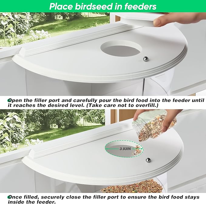Window Bird Feeders for Viewing Inside House, 180° Clear View, Stable & Durable, Easy to Install and Feed, Windproof Baffle, No Gaps, for 24-38 Inch Windows