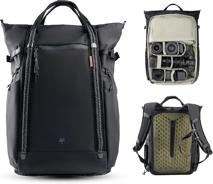 PGYTECH OneGo Roamer Tote Camera Backpack, 18L Water-Resistant Dual Carry Tote Bag for DSLR/Mirrorless Cameras, DJI Mavic Drone, 15" MacBook Air, Tripod Holder, Side/Top Access – Matte Black