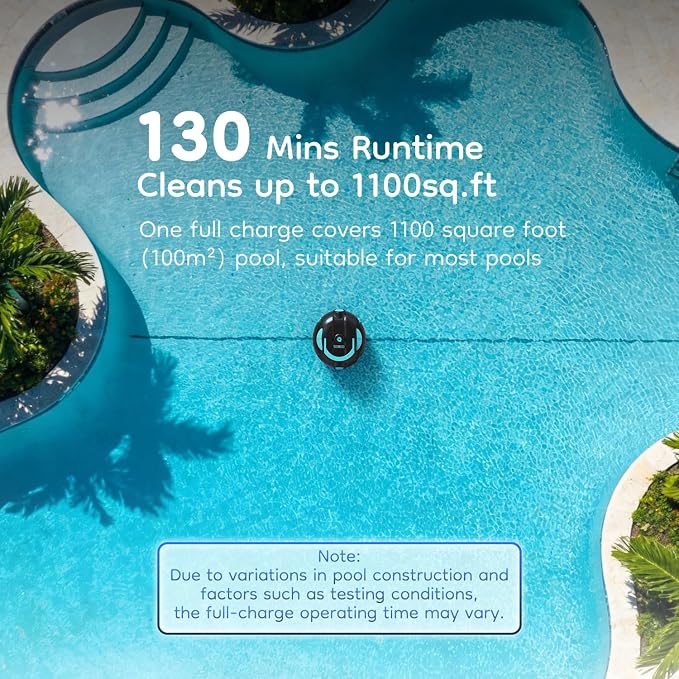 Inground Pool Vacuum Robot, Cordless Automatic Pool Cleaner Robot, Robotic Pool Cleaner for Under-Ground Pool with Self-Parking,120Mins Runtime