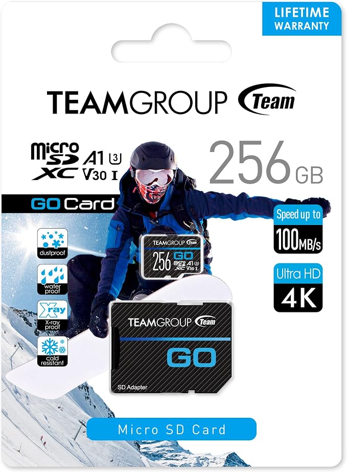 TEAMGROUP GO Card 256GB x 2 Pack MicroSDXC UHS-I U3 V30 4K for Action Cameras & Drone High Speed Flash Memory Card with Adapter for Outdoor Sports&Vlog, 4K Shooting,GoPro&Insta360&DJI TGUSDX256GU364