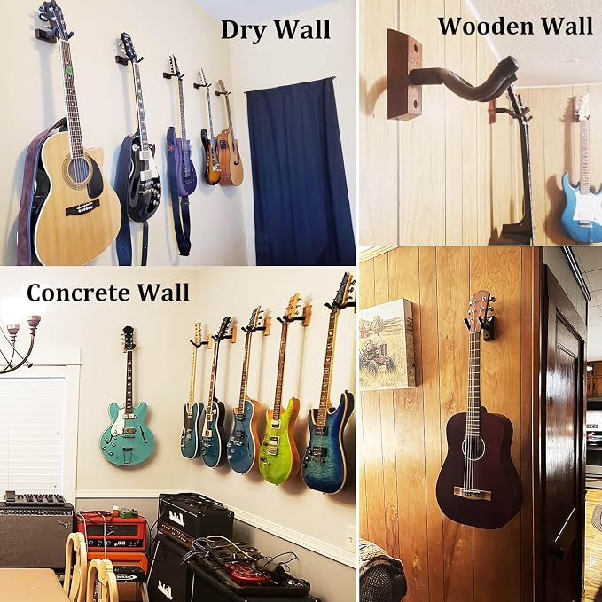 SNIGJAT Guitar Wall Mount, Classical Hardwood Guitar Hanger Mount, Wall Holder Hook Stand for Acoustic, Ukulele, Banjo, Bass, Mandolin
