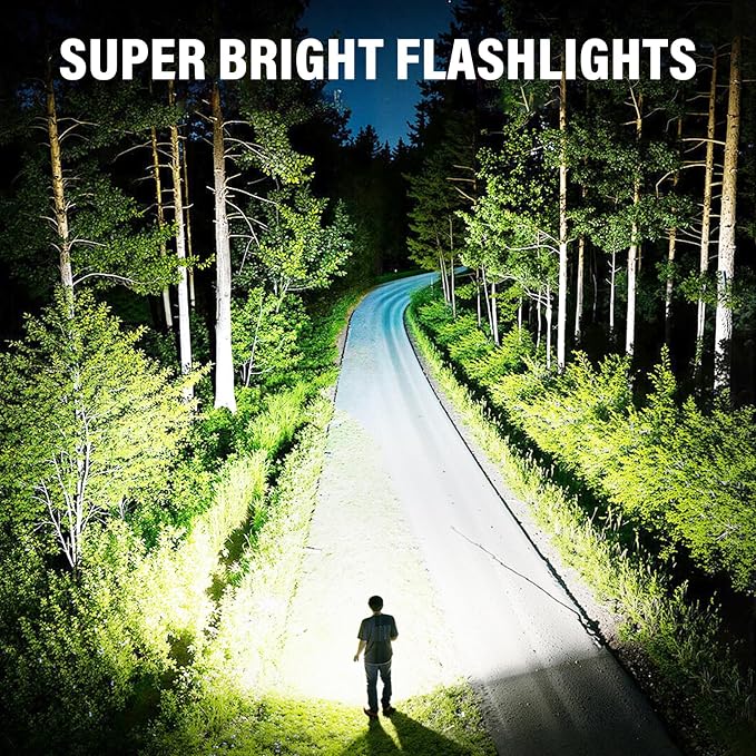 Kmivo 4-Pack Rechargeable Flashlights High Lumens - 990,000 LM Super Bright Adjustable LED Flashlight, Waterproof with 5 Modes - Ideal for Camping, Hiking & Outdoor Adventures