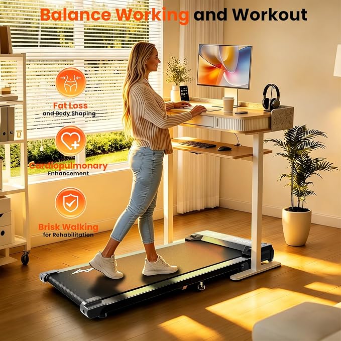 AXV Treadmills Walking pad with Incline Under Desk Treadmill for Home, Portable Slim Compact Treadmill Walk Running Machine with Adjustable Speed,Remote Control, LED Display