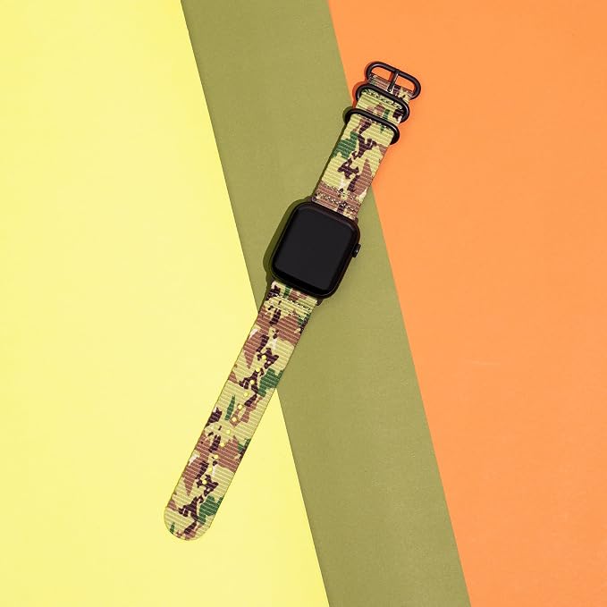 Hiking Trail Nylon Band | The Original Rugged Compatible with Apple Watch Band for Men & Women - Soft, Breathable, Woven Water-Resistant Nylon Mens iWatch Strap | Fits Ultra 3 2 1, Ultra 49mm & All Series 46mm 45mm 44mm (Stealth Camo)