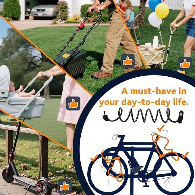 SEPOX® 4Pcs Pack 6FT Extra Long Cable Combination Bike Locks, 5 Digits Retractable Security Lock, 12mm Heavy Duty Anti Theft Anti Rust Cable for Bicycle, Scooter, Gate, Outdoor Equipment, Weatherproof