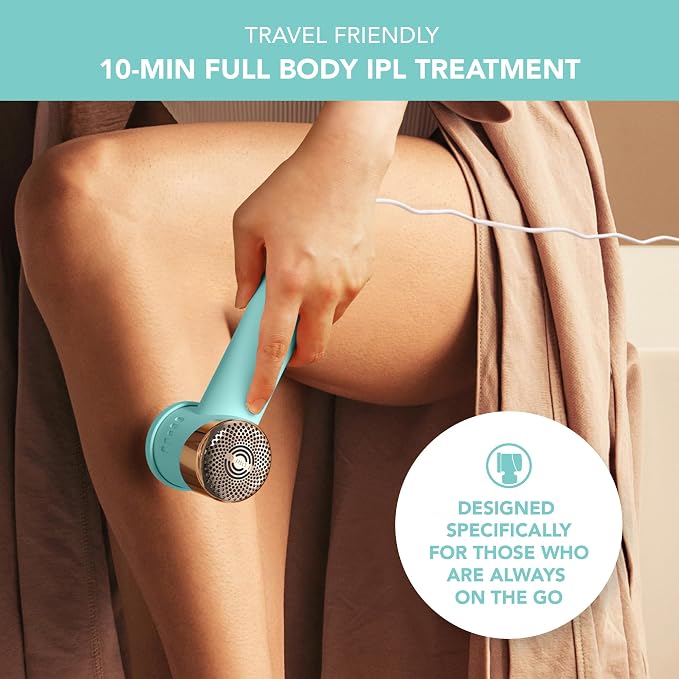 FOREO Peach 2 go IPL Hair Removal Device - Travel-Friendly Permanent Hair Removal - Laser Hair Removal - Body & Face - Painless Hair Removal - Skin Cooling & Silicone Shield - Customizable Artic Blue