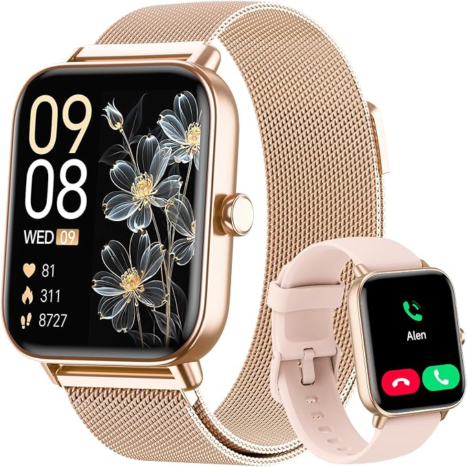 Smart Watches for Women, 1.85" HD Alexa Built-in Smart Watch for Android Phones & iPhones, Health Tracker with Heart Rate/Blood Oxygen/Sleep Monitor, 120+ Sport Modes Fitness Trackers for Women, Gift