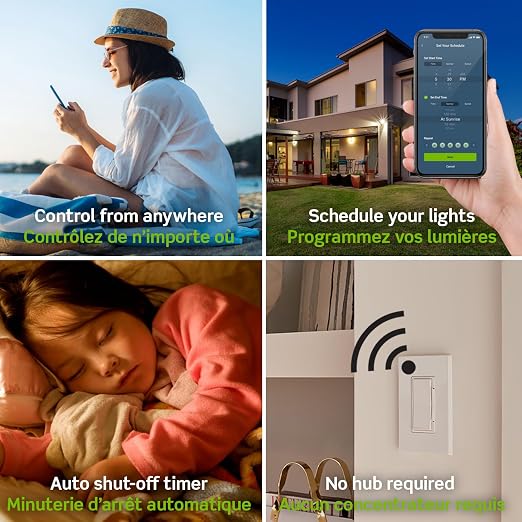 Leviton Decora Smart Switch, Wi-Fi, Works with Matter, Alexa, Google Assistant, Apple Home/Siri & Wired or Wirefree 3-Way, Neutral Wire Required, D315S-1RW, White