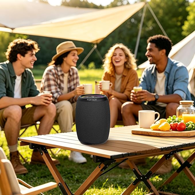 Bluetooth Speaker, Portable Wireless Speaker with Powerful Loud Stereo Sound, BT5.3, IPX5 Waterproof, TWS Pairing, for Outdoor Home Party Camping, Beach Essentials Electronics, Ideal Gifts (Black)