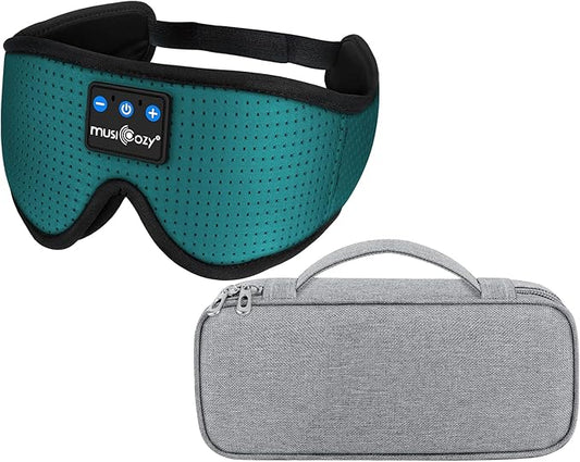 MUSICOZY Bluetooth Sleep Mask Headphones and Travel Storage Case Bundle