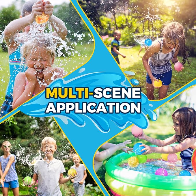 Reusable Water Balloons, 12 Pack Refillable Water Bombs Self Sealing Quick Fill, Latex-Free Silicone Outdoor Toys for Kids Adults Summer Fun Pool Beach Water Toys Birthday Gifts
