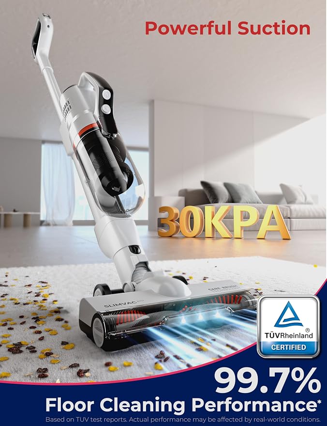 Roomie Tec SlimVac Pro Cordless Vacuum Cleaner for Home - 2200mAh Battery, High Suction Power, Lightweight, Detachable Handheld with HEPA Filter – Multi-Surface Cleaning for Carpets, Hard Floors, Cars