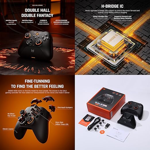 BIGBIG WON Wireless Controllers, Gale Hall PC Controllers Motion Control, Hall Joysticks&Triggers, 3 Pairs of Thumbsticks, PC App Game Controllers for Switch/Switch2/iOS/Android Wireless Gaming Controller [windows]