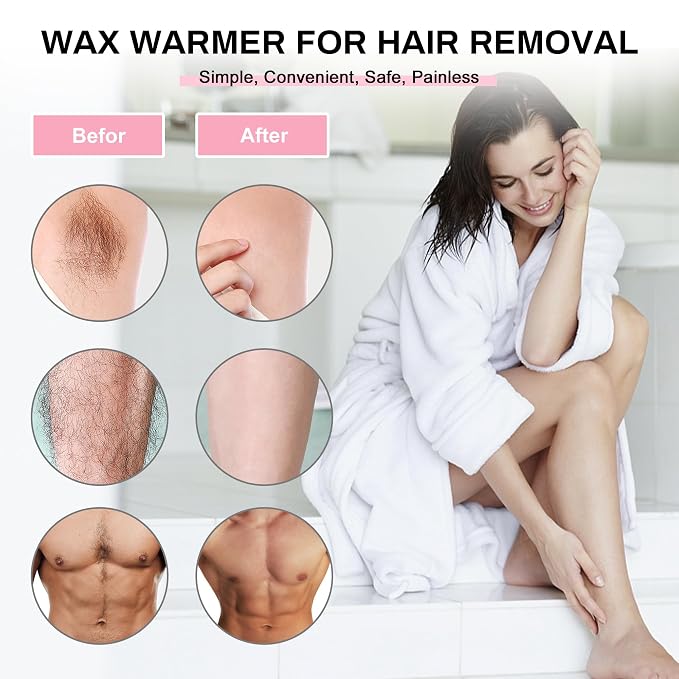 Professional Waxing Kit Wax Warmer Single Pot Wax Heater Machine for Hair Removal, Large Waxing Pot with Non-Stick Easy Clean Pot, 50 Sticks & 20 Collar, for Spa Salon Beauty Esthetician Home (Black)