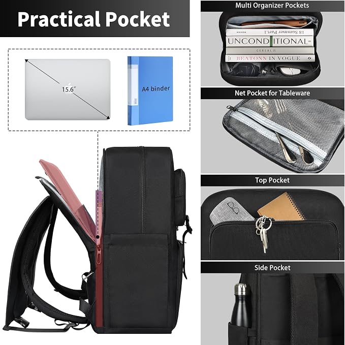 BERTASCHE Lunch Backpack, Laptop Backpack 15.6 inch w/Insulated Cooler Lunch box for Men Women, Vintage Work Backpack for College Business Commuter Travel